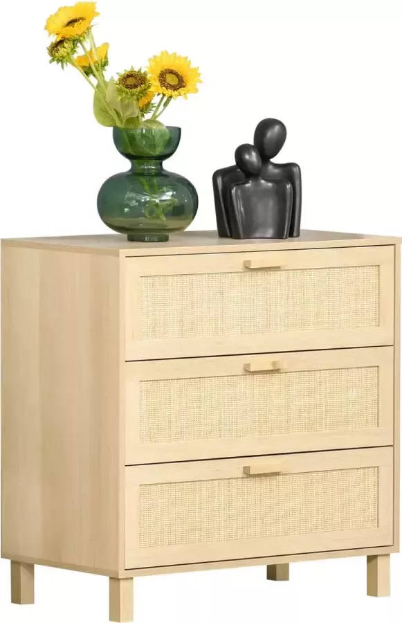 Nancy's Glebe Hill Side Cabinet met 3 lades Naturel Gefabriceerd hout cm x 31 49 cm x 31 49 cm