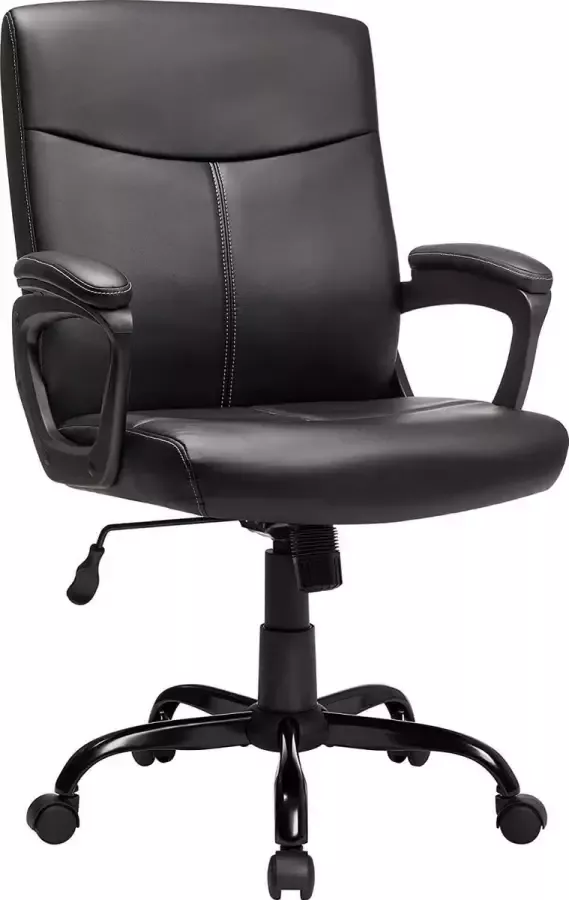 Nancy's Hayesland Bureaustoel Draaistoel Directiestoel Kunstleer Schuimvulling Hoogte Verstelbaar Wipfunctie Zwart Staal 61 5 x 63 x (95-103) cm