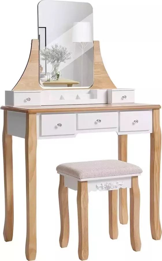 Nancy's Moderne Kaptafel Lilly Make Up Tafel Met 360 ° Draaibare Spiegel Kaptafels