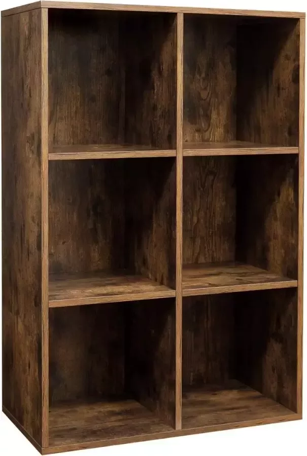 Nancy's Nancy´s boekenkast 6 vakken Kubusvormige kast Opbergkast Boekenkast Vintage Spaanplaat Donkerbruin 65 5 x 30 x 97 5 cm