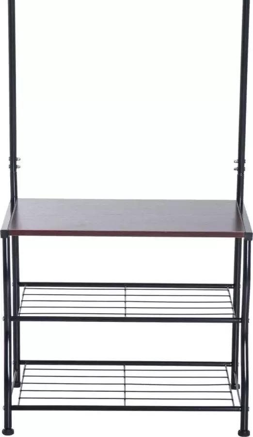 Nancy's Port Arthur Garderoberek Kledingrek Kapstok Schoenenrek Schoenenbank 60 x 35 x 175 cm Staal Zwart