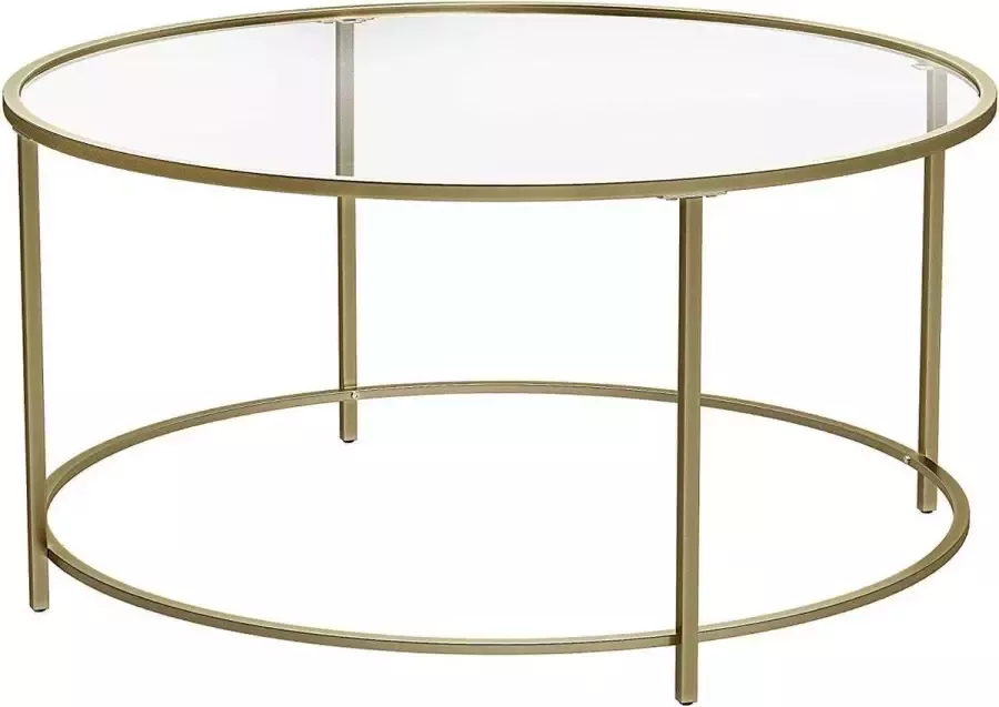 Nancy's Salontafel Ronde Glazen Tafel Gouden Ijzeren Frame Bijzettafel