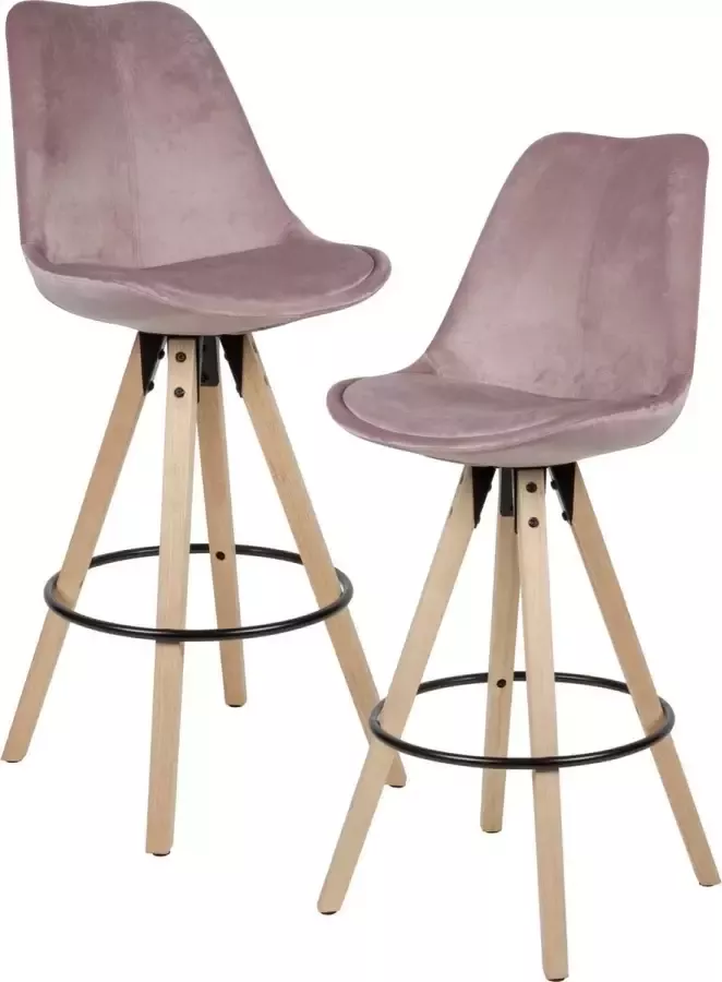 Nancy's Shawnee Barkrukken Set van 2 Fluweel Rugleuning 77cm Donkergrijs Blauw Groen Roze Barstoelen Kruk