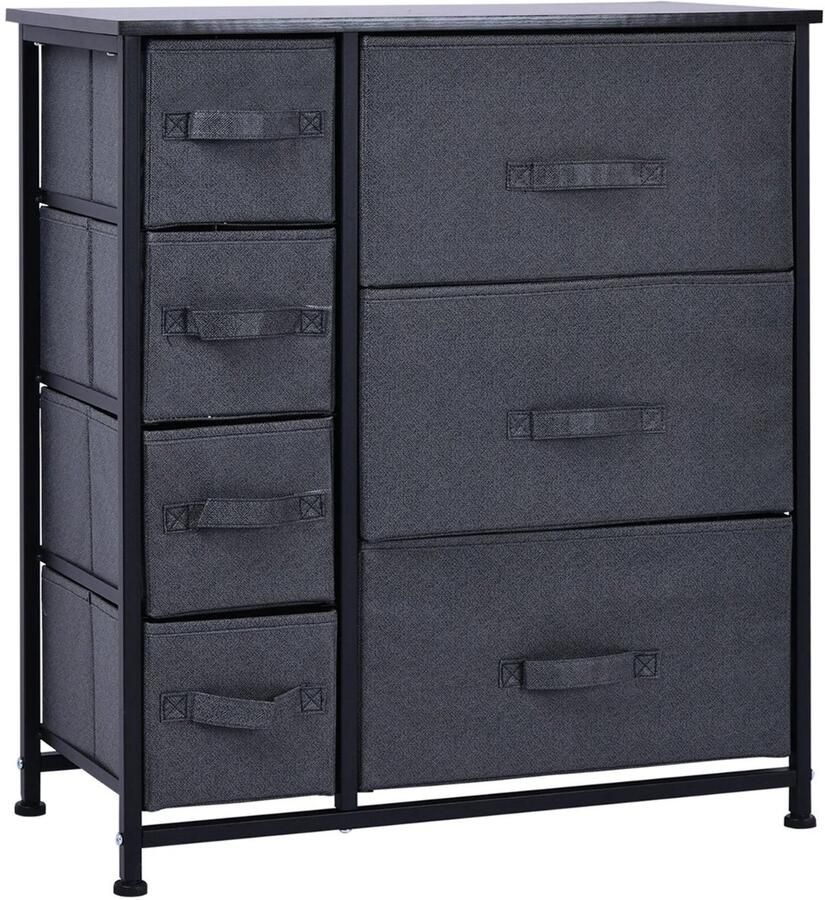 Nancy's Shoreview Ladekast Opbergkast Ladekast 7 Stoffen Lades Hout Linnen Grijs 63 5 x 30 x 71 cm