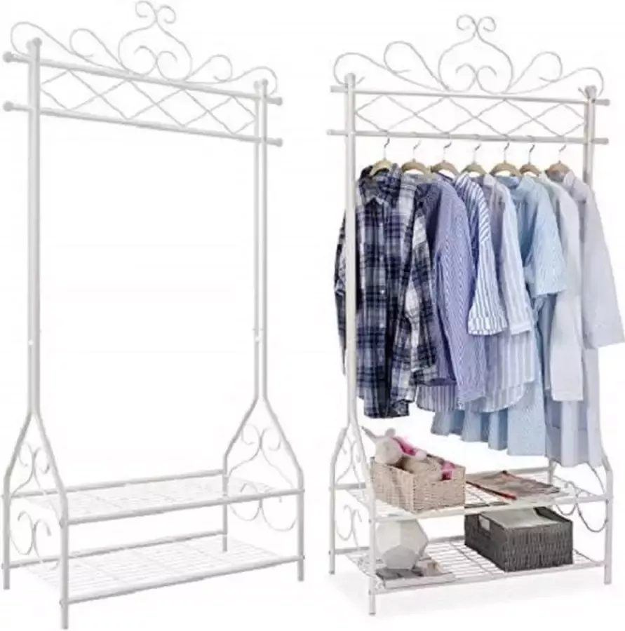 Nancy's Songmics Vintage Kledingstandaard – Kledingrek Rek Met Kledingstang En 2 Planken - Foto 3