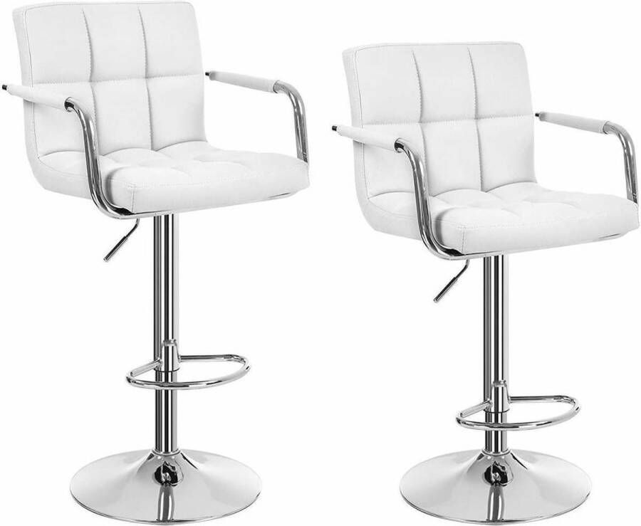 Nancy's Pittman Barkrukken Set Van 2 Wit Imitatieleer Barkruk 200KG Belastbaar