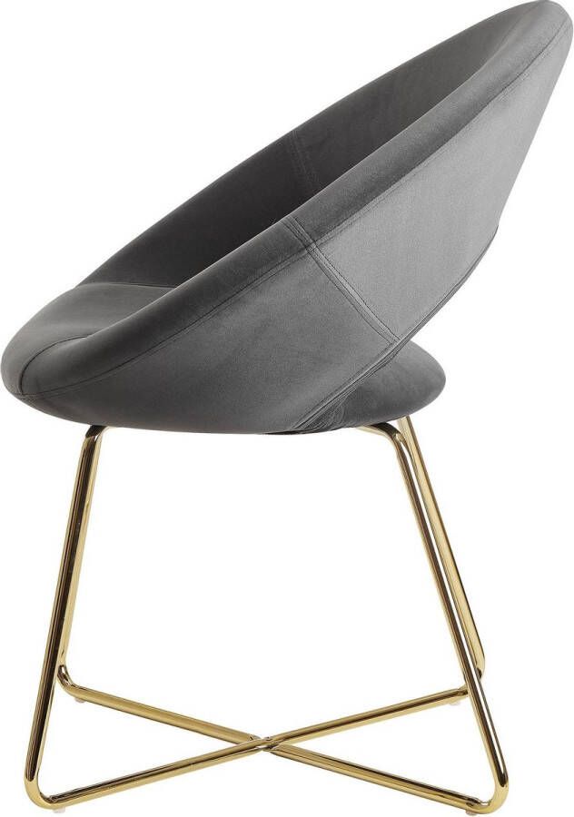 Nancy's Princeton Eetkamerstoel Keukenstoel Kuipstoel Fauteuil Fluweel Metaal Gestoffeerd Donkergrijs Goud