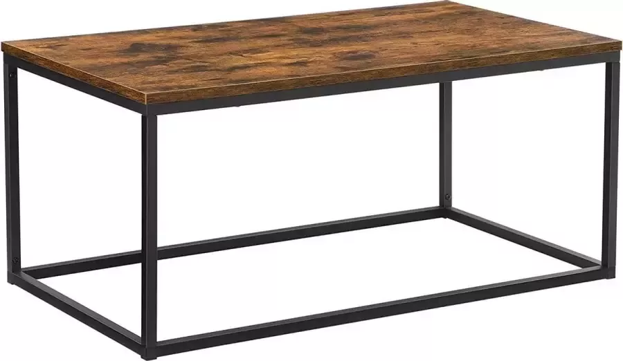 Nancy's Tahoka Salontafel Koffietafel 100 x 55 x 45 cm Minimalistisch Industrieel Bruin Zwart Bewerkt Hout Metaal