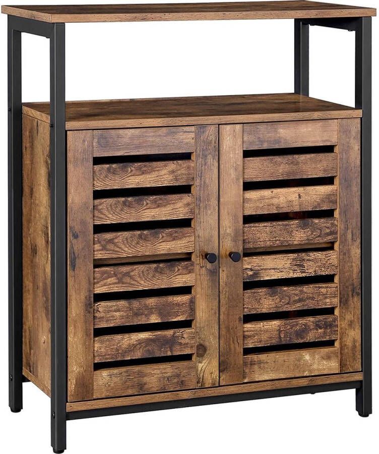 Nancy's Trenton Industriële Opbergkast Commode Kasten Boekenkast Dressoir Kast met 3 Planken en 2 Deuren 70 x 30 x 80 cm
