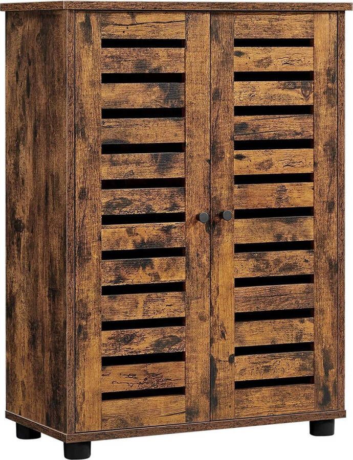 Nancy's Trotwood Dressoir Badkamerkast Opbergkast Verstelbare Planken Bewerkt Hout Bruin 60 x 30 x 82 cm