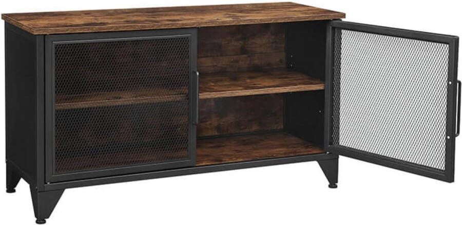 Nancy's TV Meubel Roxbury TV Kast Kasten Dressoir Kast met 2 Planken 2 Metalen Deuren 100 x 35 x 55.5 cm (L x B x H)