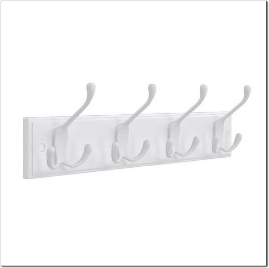 Naqsh Store 4 drievoudige kapstokhaken haakstang kapstokhaken jassen hoeden tassen sleutels gang slaapkamer badkamer wit LHR30WT