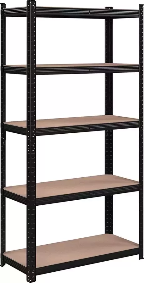 Naqsh Store Songmics opbergrek met 5 legborden 180 x 90 x 40 cm tot 875 kg draagvermogen (175 kg per legbord) reksysteem verstelbare legborden versterkt stalen frame zwarte GLR040B01