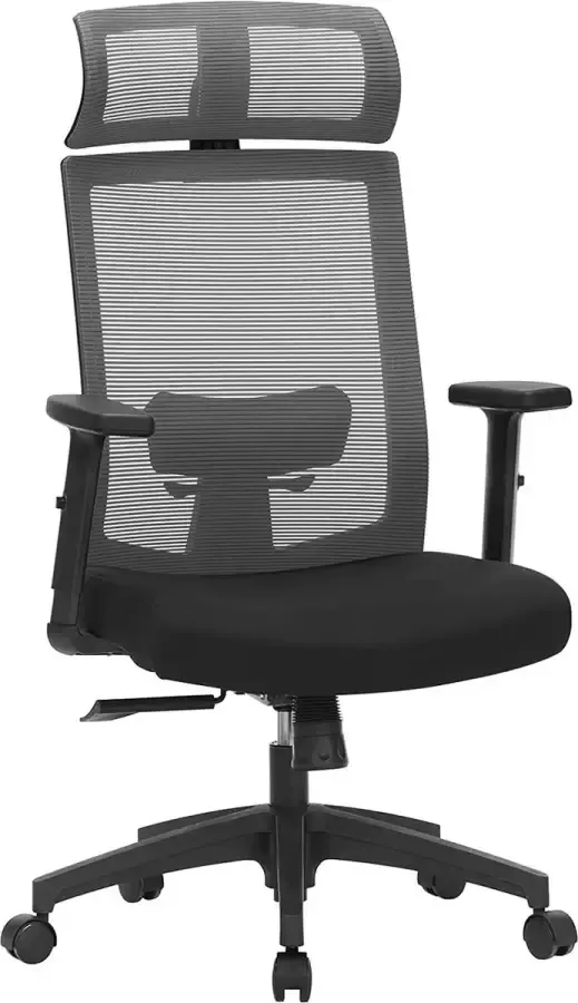 NaSK Bureaustoel met netbespanning verstelbare lendensteun hoofdsteun en armleuningen vergrendelbare hellingshoek tot 120° grijs