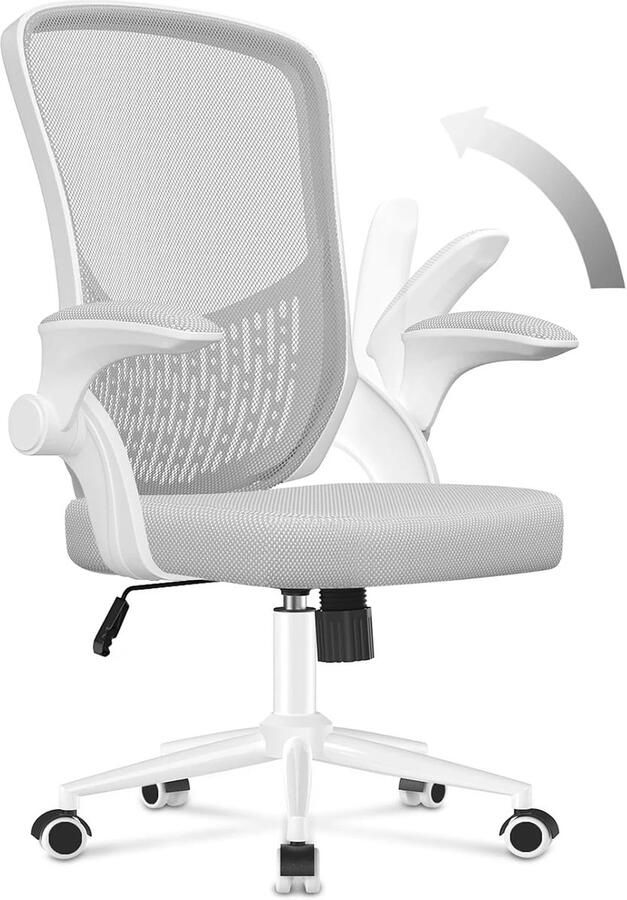 Naspaluro Ergonomische Bureaustoel Opklapbare Armleuningen Luchtige rugleuning Verstelbare Hoogte