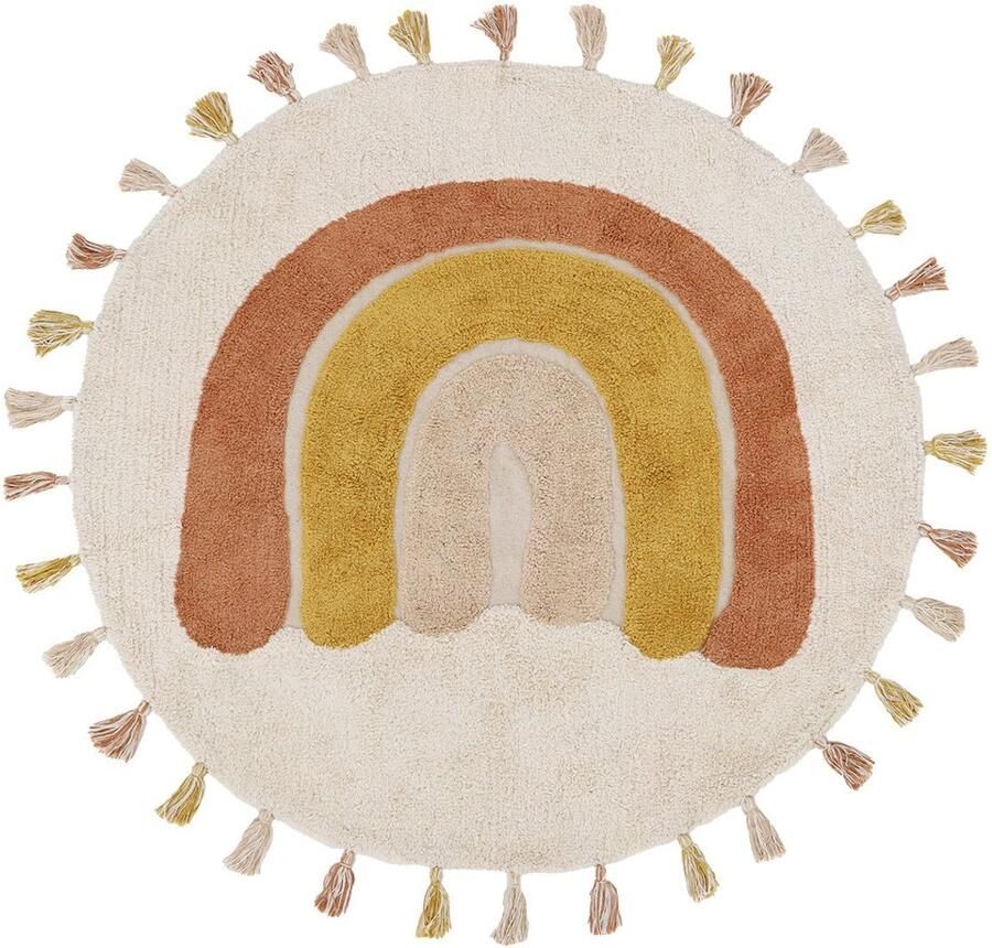Nattiot Rainbow Pompoms Vloerkleed Tapijt Voor Kinderkamer- Rainbow toffee Ø 110 cm