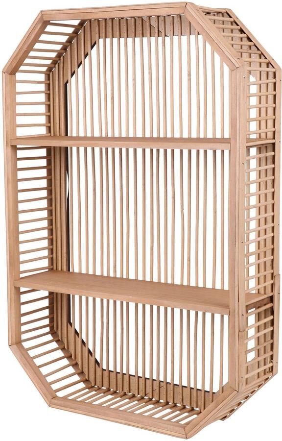 Natural Living Wandplank wandrek Ibiza rechthoekig naturel Boho stijl 2 plankjes 44 x 12 x 62 cm