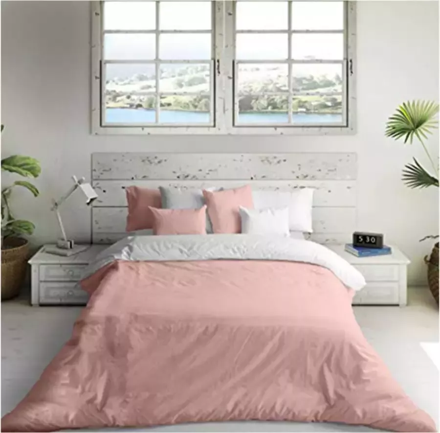 Naturals Noorse hoes FUNDA NORDICA BICOLOR REVERSIBLE Roze Wit Roze Wit Bed van 105 (180 x 270 cm)