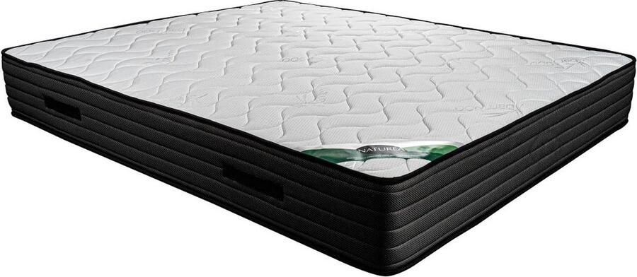 Vente-unique Matras 160 x 200 cm van schuim en tijk van bamboe van 25 cm dik BERENDI van NATUREA L 200 cm x H 25 cm x D 160 cm