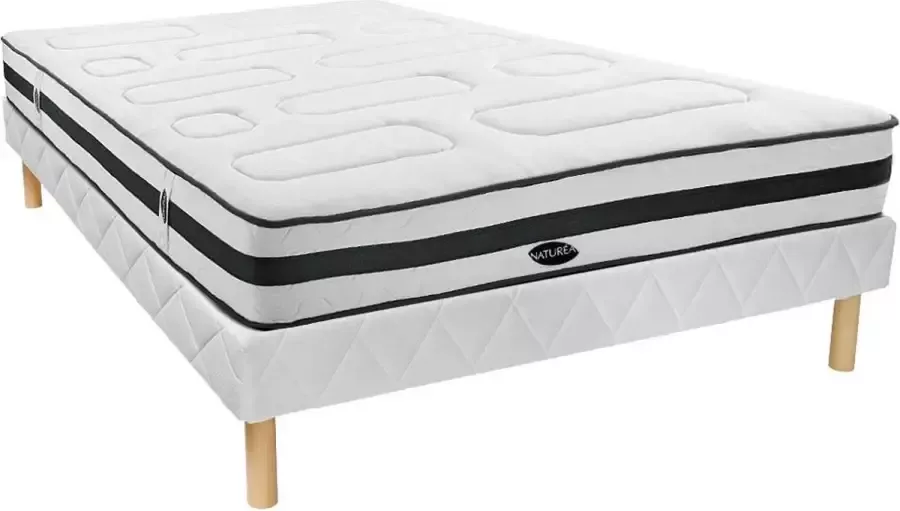 Vente-unique Set bedbodem en matras pocketveren 7 vlakken en vormgeheugen AMARANTE van NATUREA 160 x 200 cm L 200 cm x H 30 cm x D 160 cm