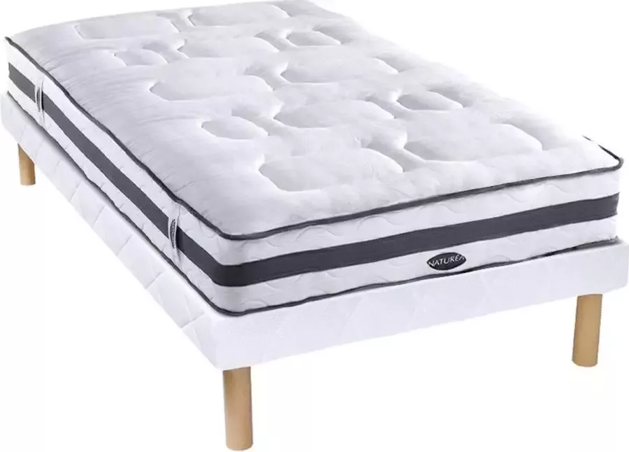 Vente-unique Set bedbodem en hybride matras pocketveren 7 vlakken en vormgeheugen AMARANTE van NATUREA 90 x 200 cm L 200 cm x H 30 cm x D 90 cm - Foto 2