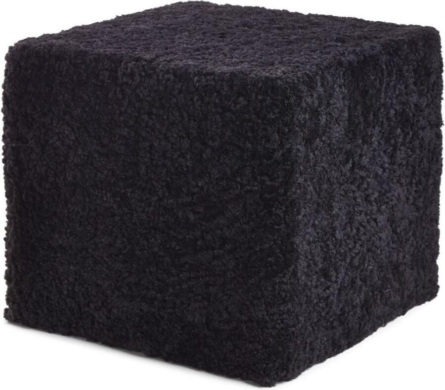 Natures collection Vierkante Poef 40x40x35 cm. New Zealand Schapenvacht SW Curly