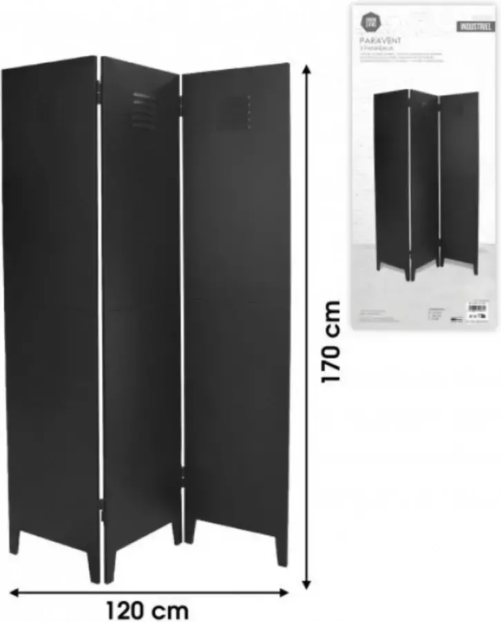 Naturn Living ™ Metalen kamerscherm 3 panelen 120 x 170 cm Scheidingswand Verstelbare roomdivider metaal Mat zwart