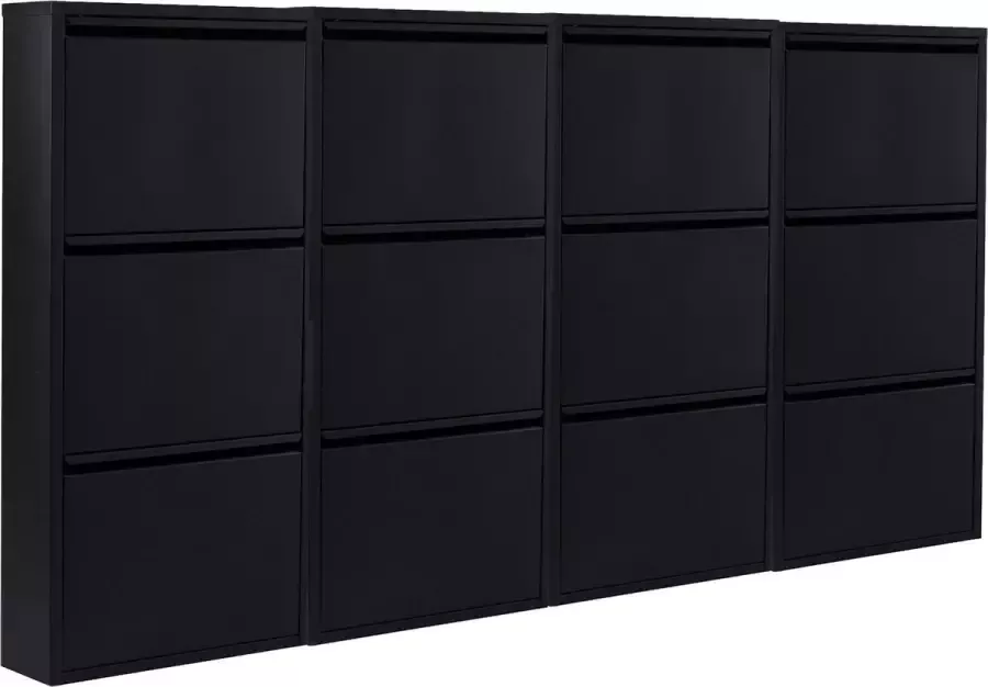 Naturn Living Metalen schoenenkast 12 deurs set van 4 222 x 17 x 108 cm Functionele en compacte schoenenkast voor het stijlvol opbergen van jouw schoenen verzameling Schoenenrek Mat wit