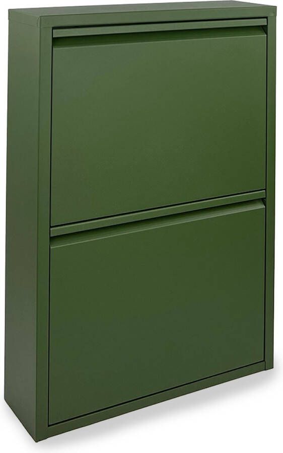 Naturn Living Metalen Schoenenkast 2-deurs 50 x 15 x 71 5 cm Schoenenrek Stijlvolle Opbergoplossing Interieur Schoenen Opbergsysteem Ruimtebesparend opbergbox Kast Metaal Organizer Woondecoratie Olijf Groen