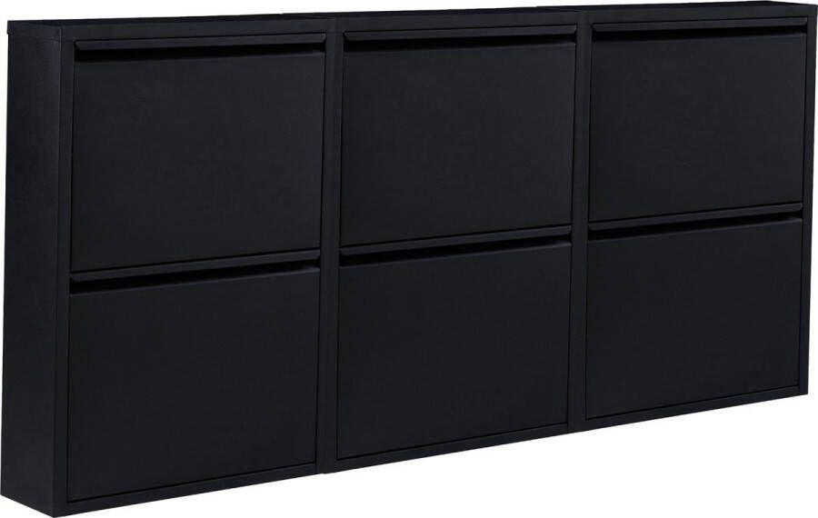 Naturn Living Metalen schoenenkast 6 deurs set van 3 166 5 x 17 x 75 cm Functionele en compacte schoenenkast voor het stijlvol opbergen van jouw schoenen verzameling Schoenenrek Mat wit