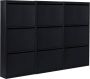 Naturn Living Metalen schoenenkast 9 deurs set van 3 166 5 x 17 x 108 cm Functionele en compacte schoenenkast voor het stijlvol opbergen van jouw schoenen verzameling Schoenenrek Mat zwart - Thumbnail 1