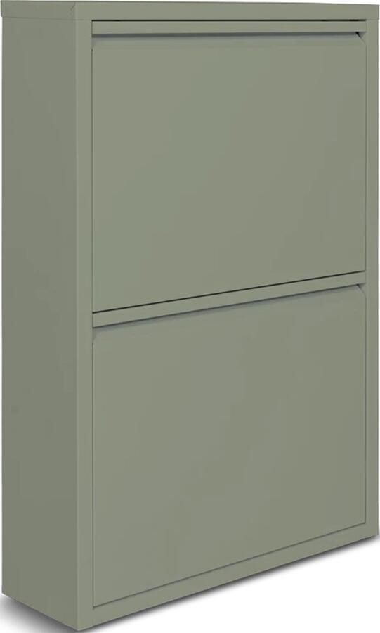 Naturn Living Metalen Schoenenkast 2-deurs 50 x 15 x 71 5 cm Schoenenrek Stijlvolle Opbergoplossing Schoenen Opbergsysteem Ruimtebesparend opbergbox Kast Organizer Vaderdag Cadeau Geschenk Vaderdag Cadeaupakket Olijf Groen