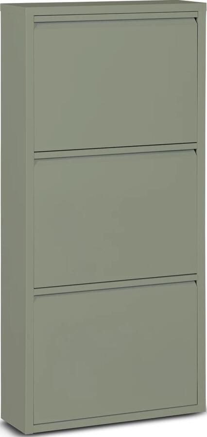 Naturn Living Metalen Schoenenkast 3-deurs 50 x 15 x 103 5 cm Schoenenrek Stijlvolle Opbergoplossing Schoenen Opbergsysteem Ruimtebesparend opbergbox Metaal Organizer Vaderdag Cadeau Geschenk Vaderdag Cadeaupakket Olijf groen