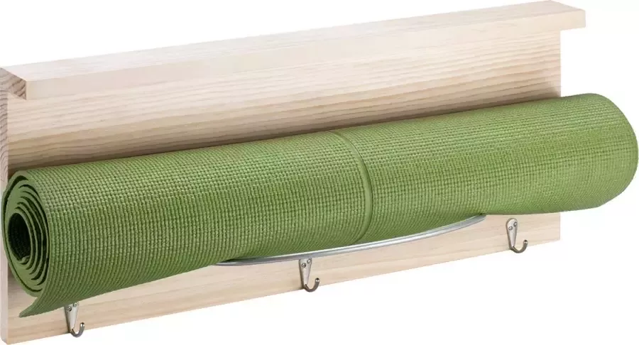 Navaris houten houder voor yogamat 60 x 24 5 cm -Multifunctioneel decoratief ophangrek Van dennenhout