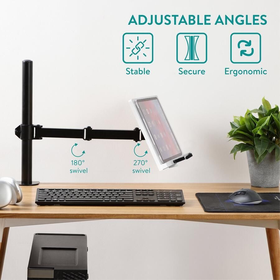 Navaris bamboe boekenstandaard met arm Past op tafels bureau of aanrecht Houder voor boeken tablet ereader of bladmuziek 34 x 45 x 55 cm Wit - Foto 2