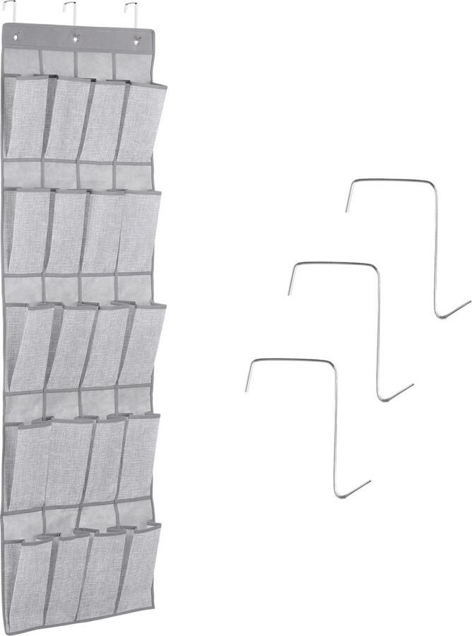 Navaris deurorganizer met 20 vakken Hangende opberger voor schoenen ondergoed accessoires en speelgoed Opvouwbaar 44 x 136 cm Lichtgrijs