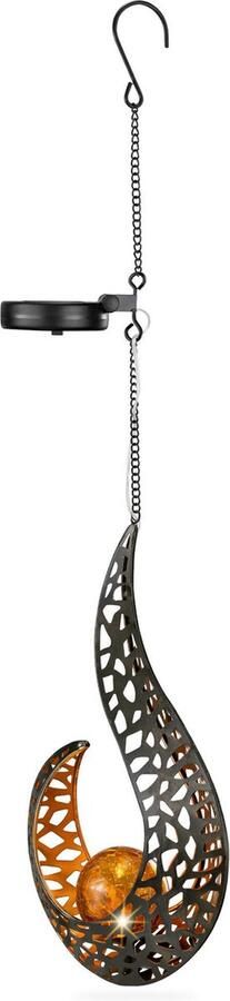 Navaris hanglamp voor buiten LED solar lamp Lantaarn met auto aan uit sensor Buitenverlichting op zonne-energie Vlam design