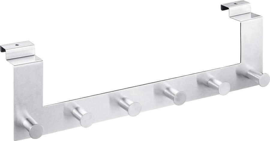 Navaris kapstok deurhanger 6 haken Kledinghanger of handdoekhaken voor aan de deur Voor opdekdeuren Zwart