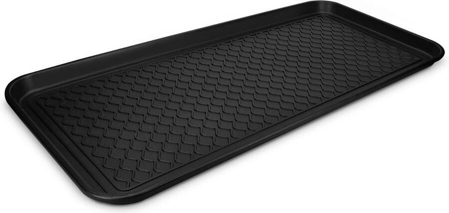 Navaris lekbak voor 5 paar schoenen Laarzen afdruipmat met profiel Schoenlekbak 76 x 38 cm Als plantenschotel of voerbak onderzetter Zwart