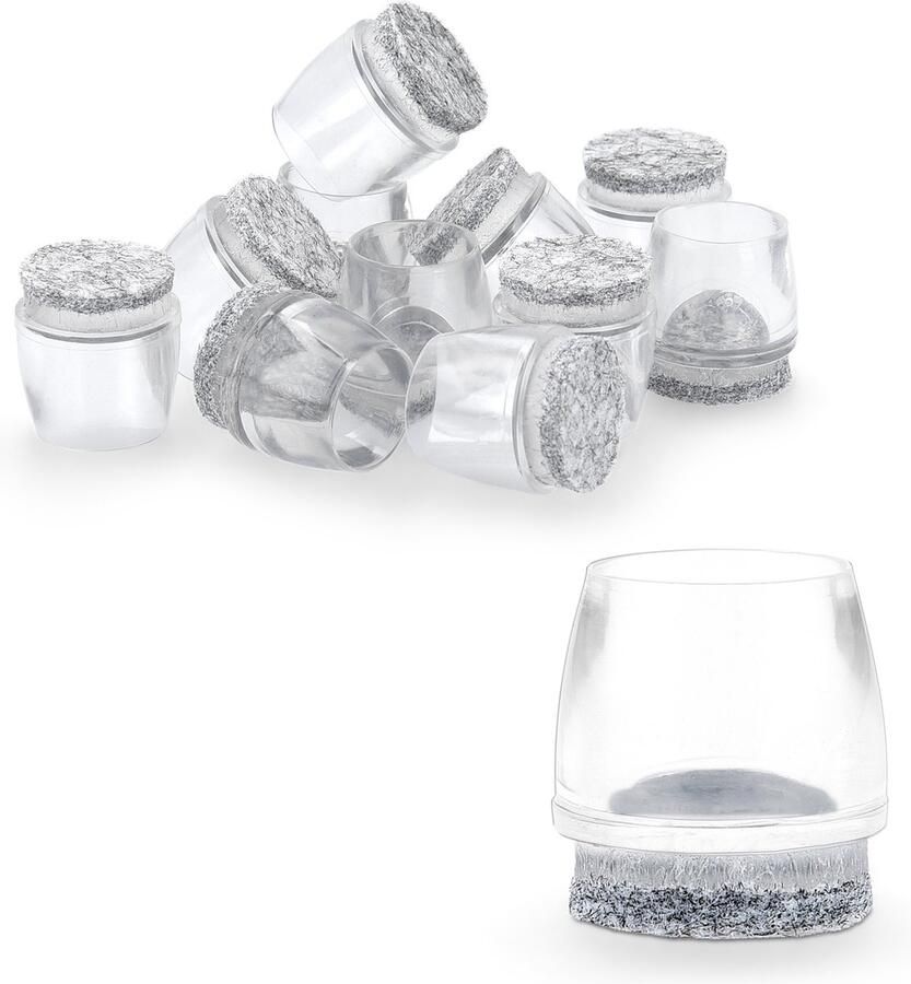 Navaris siliconen stoelpootdoppen 16-19 mm Stoelpoot beschermen voor stoelen krukjes en tafels Antikras Set van 12 stuks Transparant