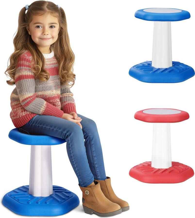 Navaris wiebelkruk voor kinderen Balanskruk en wiebelkruk Voor kinderen van 5 tot 8 jaar 34 5 x 34 x 27 cm Voor een betere houding Blauw