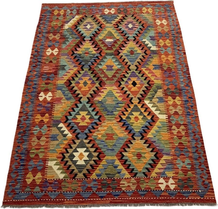 Nazaritapijten.com Kelim Afghaanse Kelim Oosterse Kelim Vloerkleden Handgemaakte Kelim 100% Wol schaap Wol Handgemaakt Vloerkleed Afmetingen : 158 x 215 cm- Kelim ID K-774
