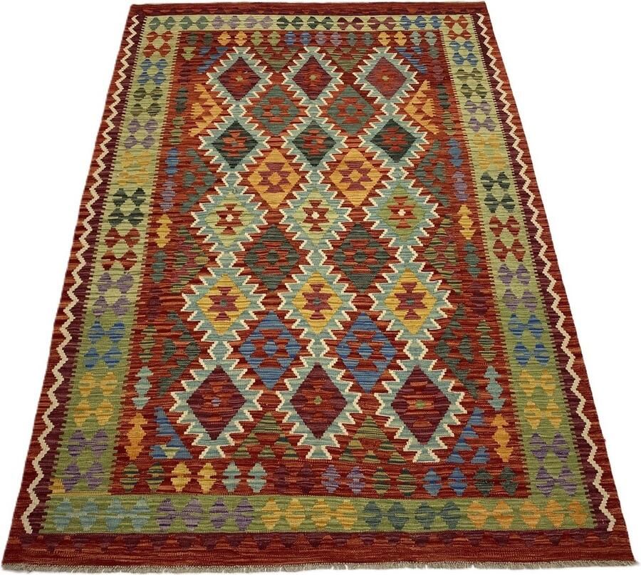 Nazaritapijten.com Kelim Afghaanse Kelim Oosterse Kelim Vloerkleden Handgemaakte Kelim 100% Wol schaap Wol Handgemaakt Vloerkleed Afmetingen : 177 x 254 cm- Kelim ID K-786