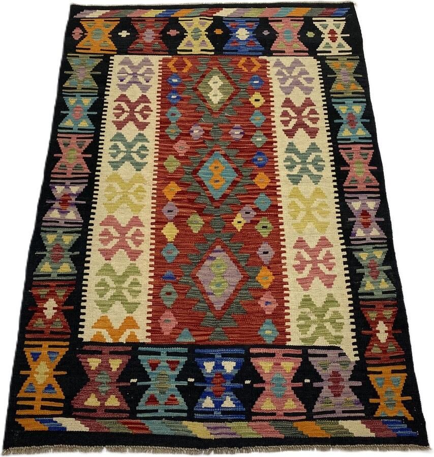 Nazaritapijten.com Kelim Afghaanse Kelim Oosterse Kelim Vloerkleden Handgemaakte Kelim 100% Wol schaap Wol Handgemaakt Vloerkleed Afmetingen : 132 x 188 cm- Kelim ID K-791