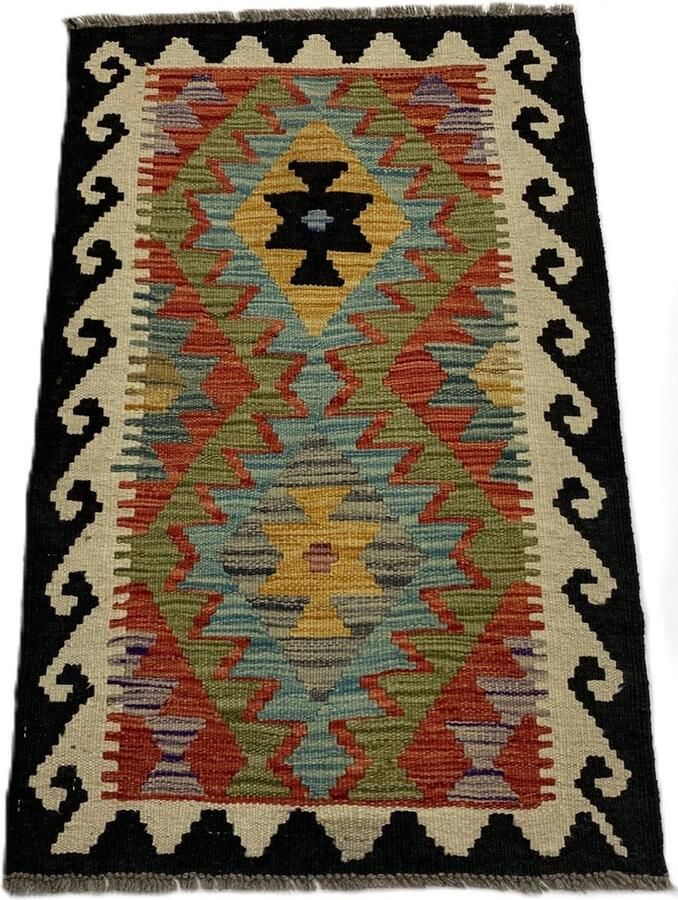 Nazaritapijten.com Kelim Afghaanse Kelim Oosterse Kelim Vloerkleden Handgemaakte Kelim 100% Wol schaap Wol Handgemaakt Vloerkleed Afmetingen : 60 x 95 cm- Kelim ID K-841