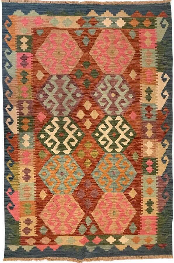 Nazaritapijten.com Kelim Hand Geweven Handgemaakt Kelim Oosterse Hand Gemaakt Handgeweven x 188 CM (100%) Wol Uit Afghanistan