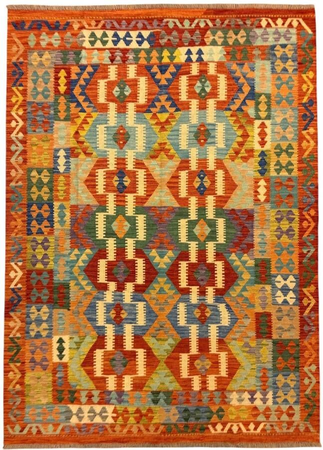 Nazaritapijten.com Kelim Tapijt Vloerkleed Oosterse Afghaanse Handgeweven x 243 CM (100%) Wol kleurstoffen schapenwol