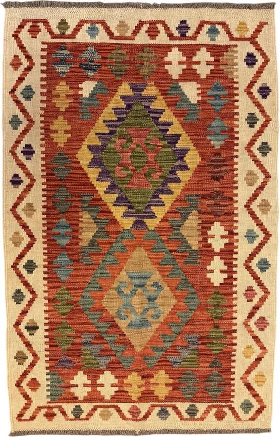 Nazaritapijten.com Kelim Tapijt Vloerkleed Oosterse Handgeweven x 126 CM (100%) Wol kleurstoffen schapenwol