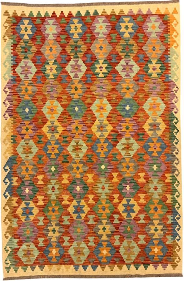 Nazaritapijten.com Kelim Tapijt Vloerkleed Oosterse Handgeweven x 287 CM (100%) Wol kleurstoffen schapenwol Uit Afghanistan