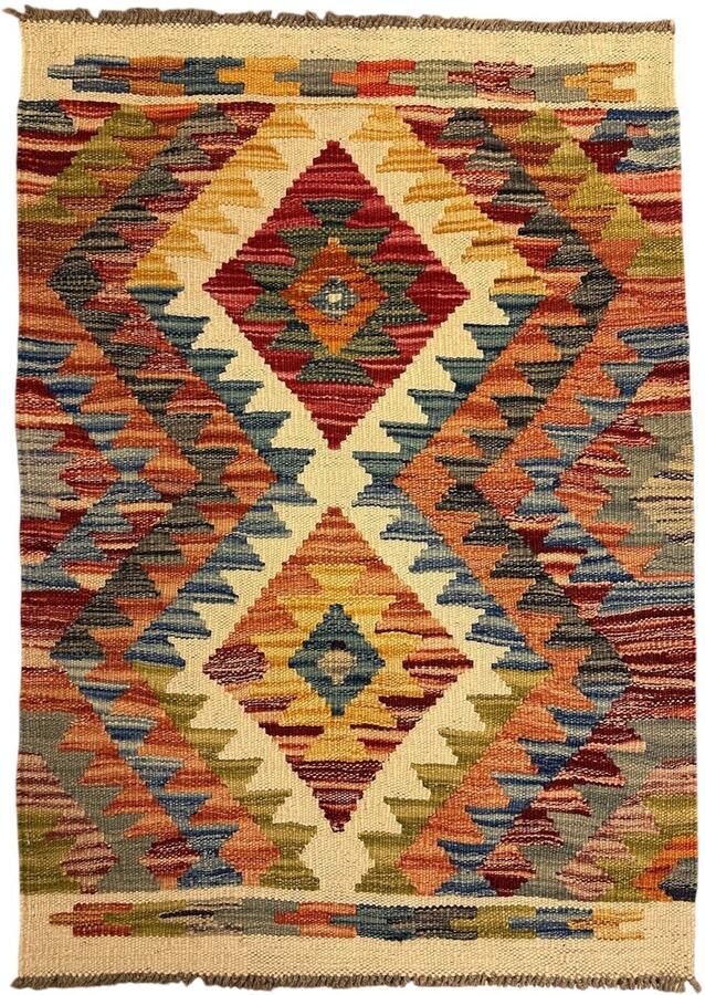 Nazaritapijten.com Kelim Tapijt Vloerkleed Oosterse Handgeweven x 87 CM (100%) Wol kleurstoffen schapenwol